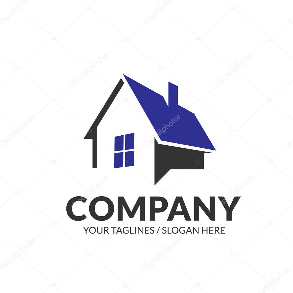 House chat bubble for Consulting, communication and property agency logo design template