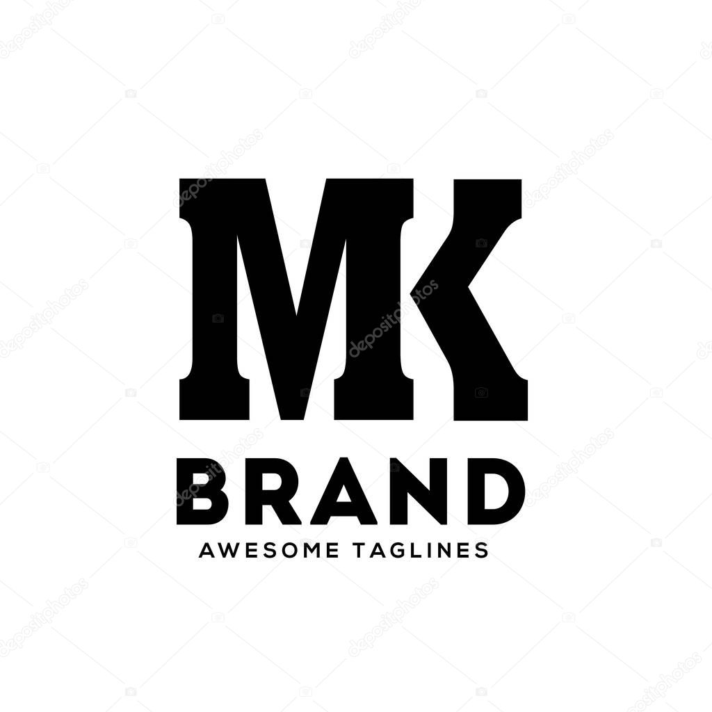 Creative MK letter monogram strong and bold  logo vector concept