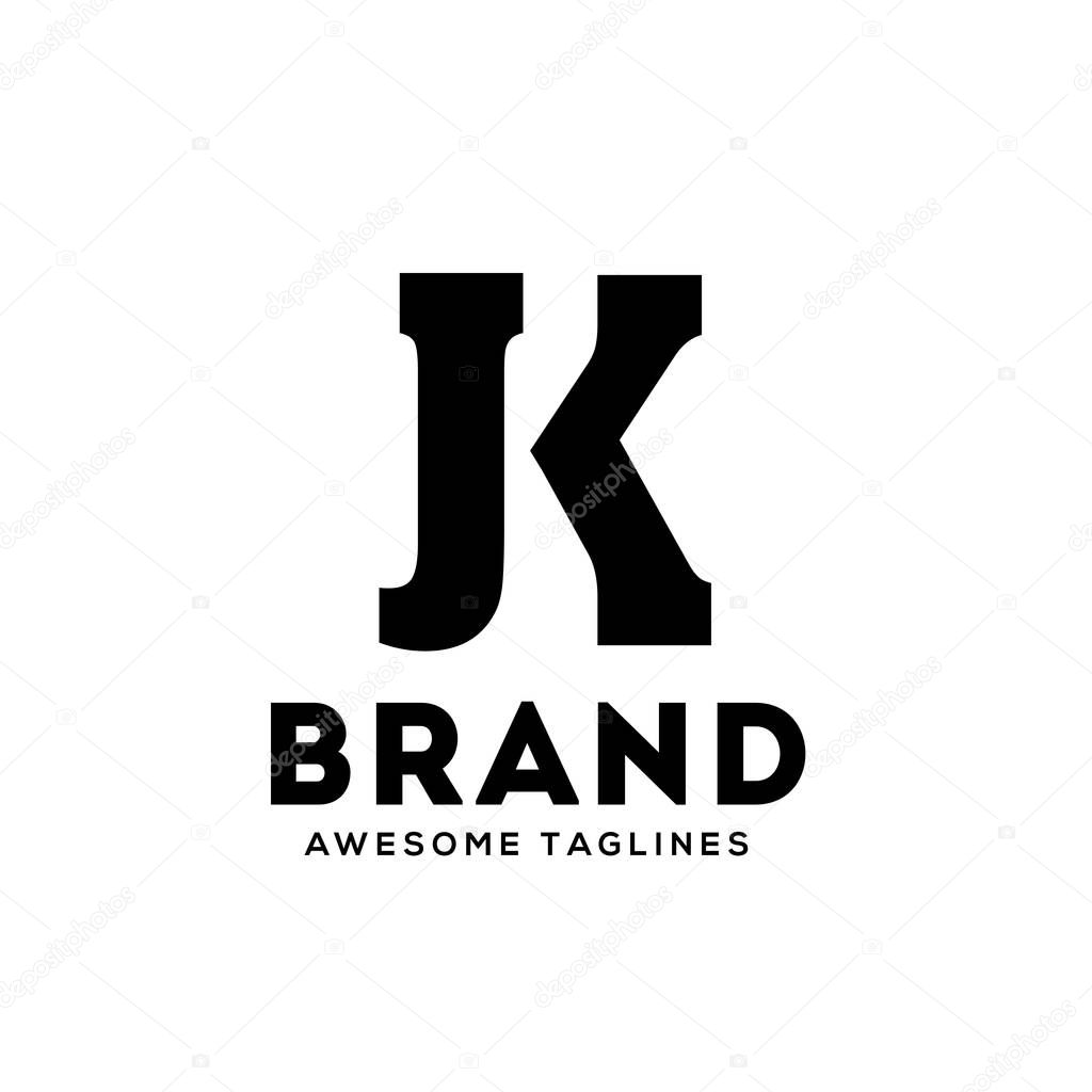 Creative JK letter monogram strong and bold  logo vector concept
