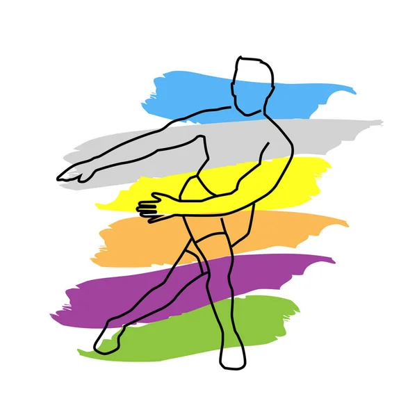 simple linear fitness man do fitness sports with colorful background vector illustration.