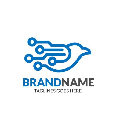 Dijital kuş doğrusal teknik logo kavramı vektör öğesi