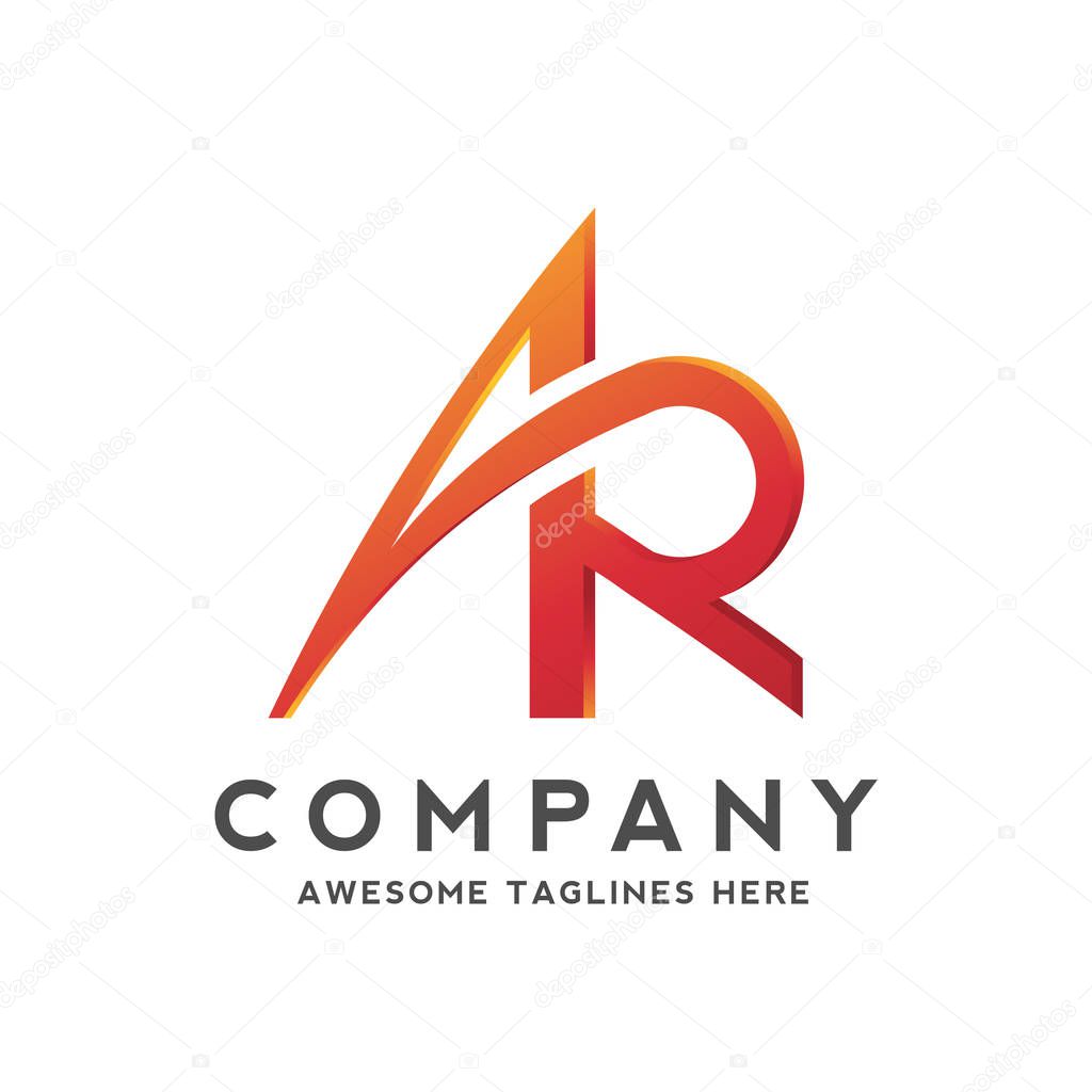 Creative business letter AR logo design vector