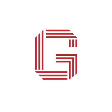 yaratıcı büyük G harfi geometrik üç logo kavramı şeritler