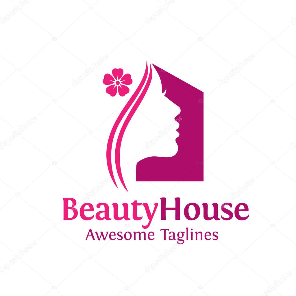 Creative simple beauty house logo design