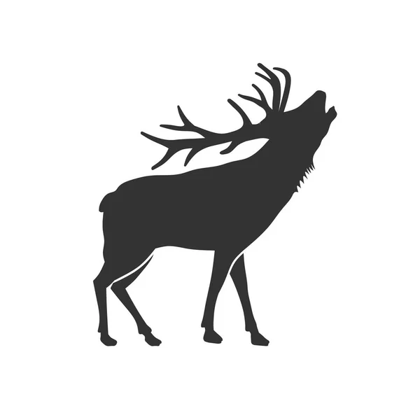 Wild Animal Reindeer Drawn Silhouette Illustration Design — Stock Vector
