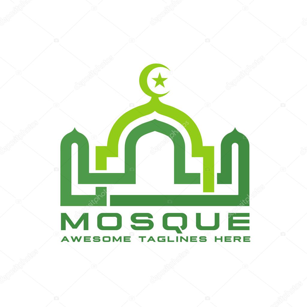 creative simple linear mosque illustration logo vector concept
