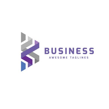 ilk harfi B geometrik renk logosu tasarım vektör illüstrasyon