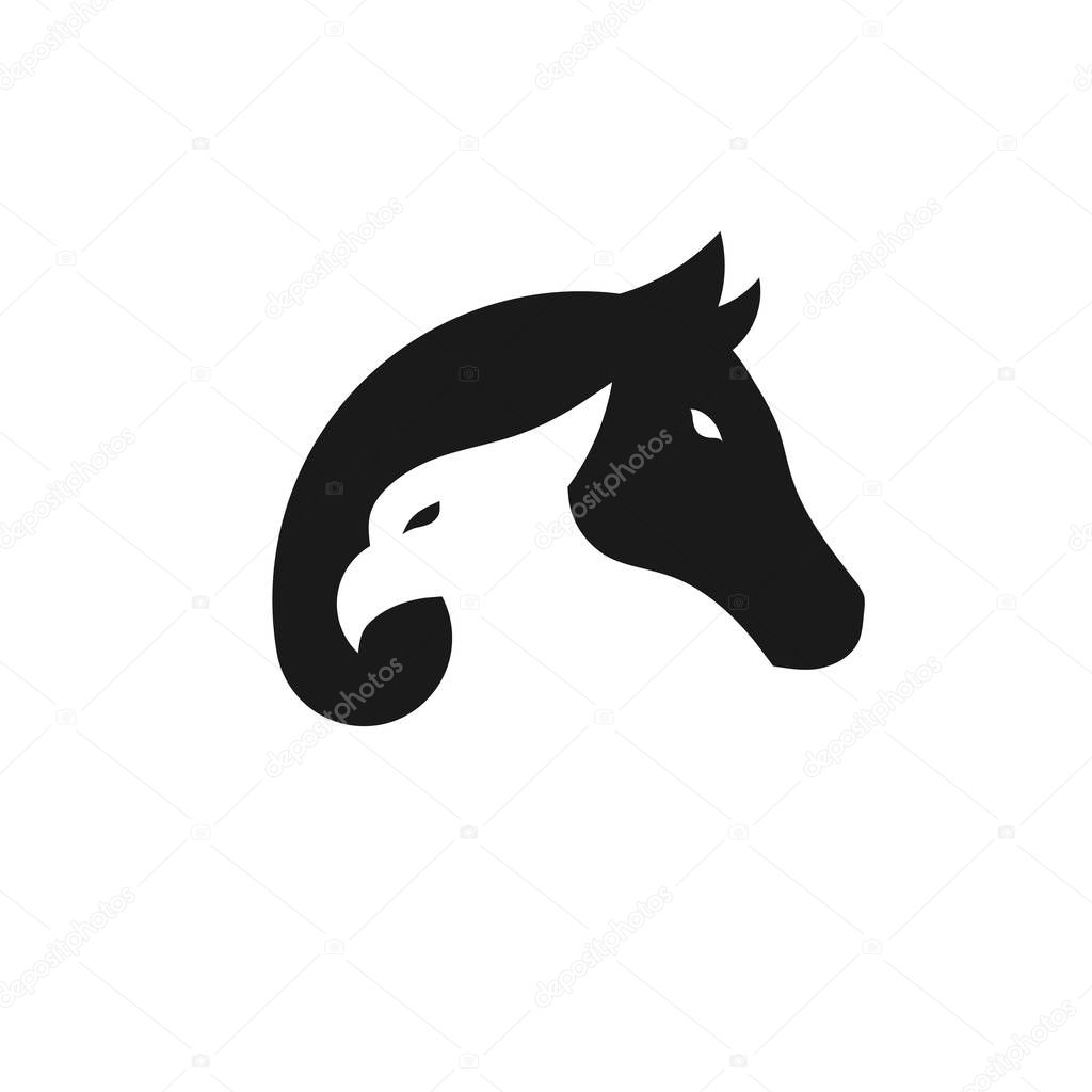 Creative simple eagle and horse logo vector concept