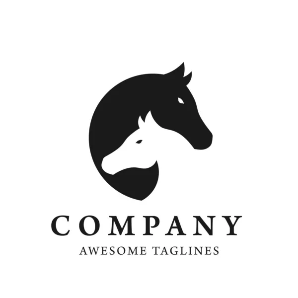 Horses Head Profile Graphic Logo Template Creative Twins Horses Head — Stock Vector