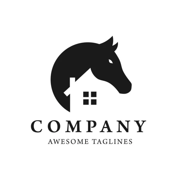 Простий Шаблон Дизайну Логотипу Коня Будинку Цей Логотип Дуже Підходить — стоковий вектор