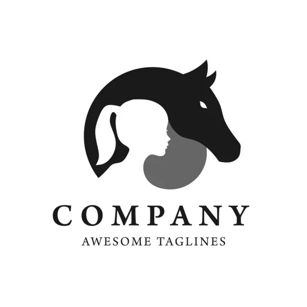 Креативний Логотип Коня Дитячого Силуету Векторна Концепція — стоковий вектор