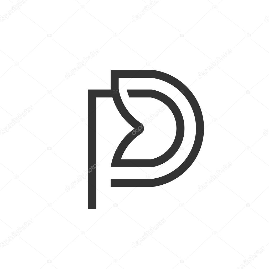 initial letter PD logo linear art design template elements. pd letter Simple and clean flat design