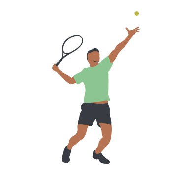 Tenis oyuncu izole vektör çizim, soyut siluet. Forehand. Bireysel spor, aktif insanlar