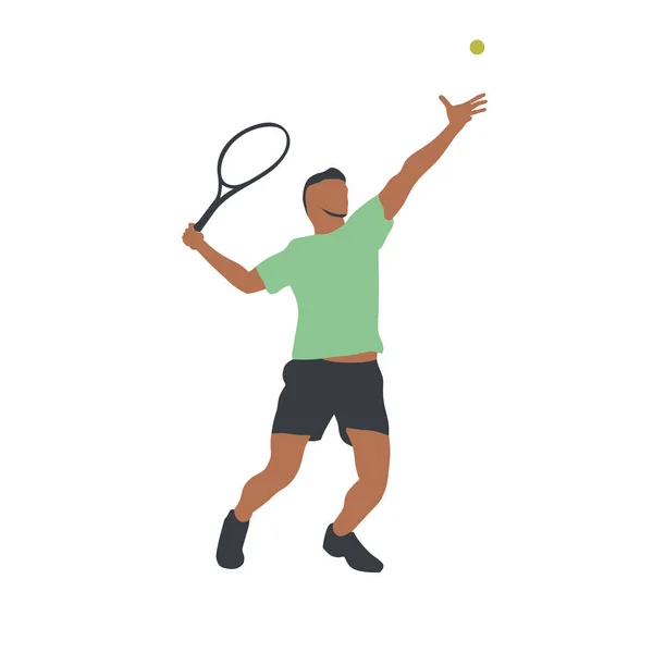 Tenisový Hráč Izolované Vektorové Kreslení Abstraktní Silueta Předák Individuální Sport — Stockový vektor