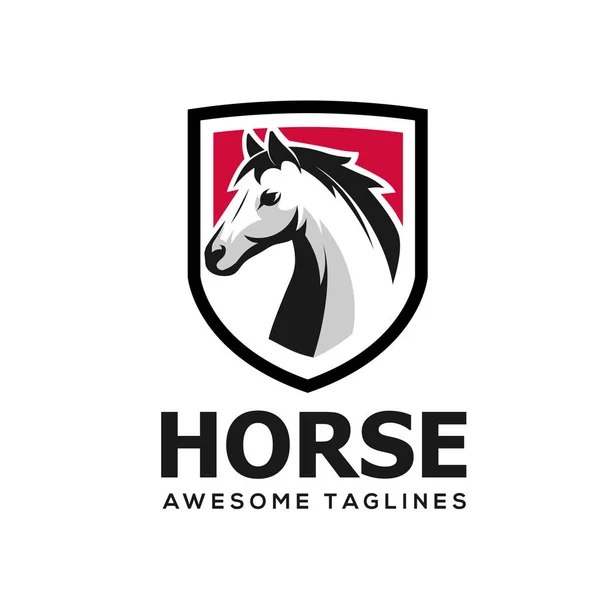 Cabeça Cavalo Com Escudo Modelo Logotipo Simples Vetor —  Vetores de Stock