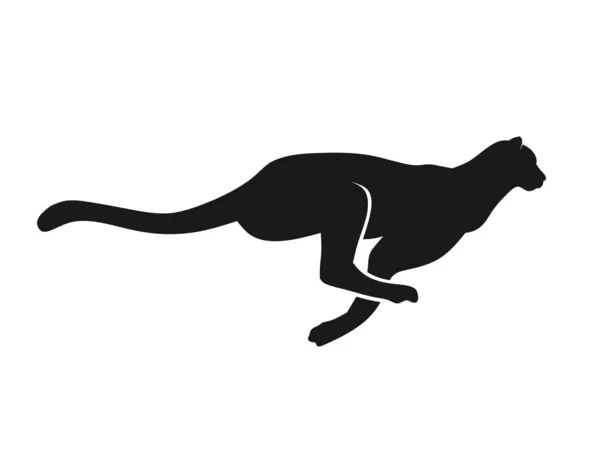 Futás Cheetah Silhouette Monokróm Színű Vitalitás Szimbóluma Kreatív Tervezés Vektoros — Stock Vector