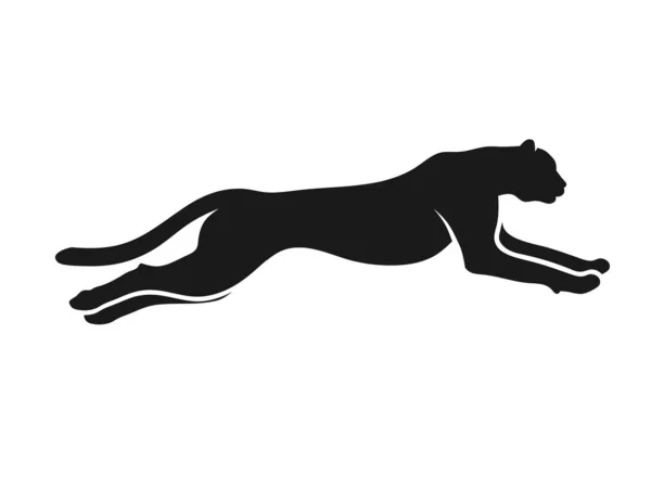 Running Cheetah Silhouette Monochrome Color Symbol Vitality Creative Design Vector — Stock Vector