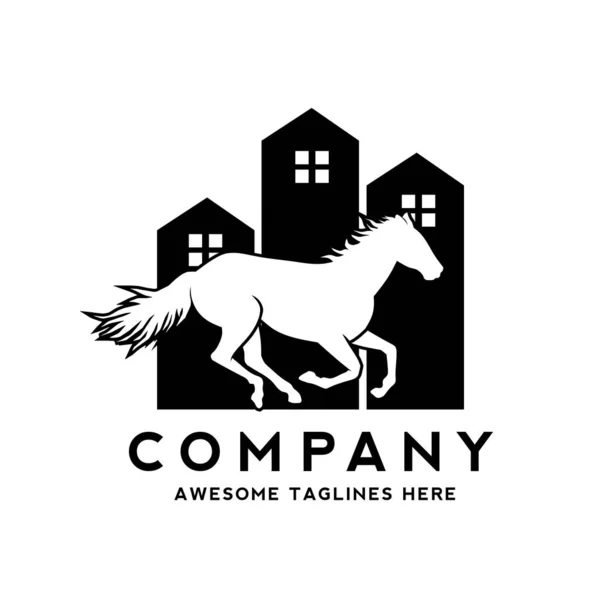 Modèle Conception Logo Maisons Cheval Simple Concept Vecteur Logo — Image vectorielle