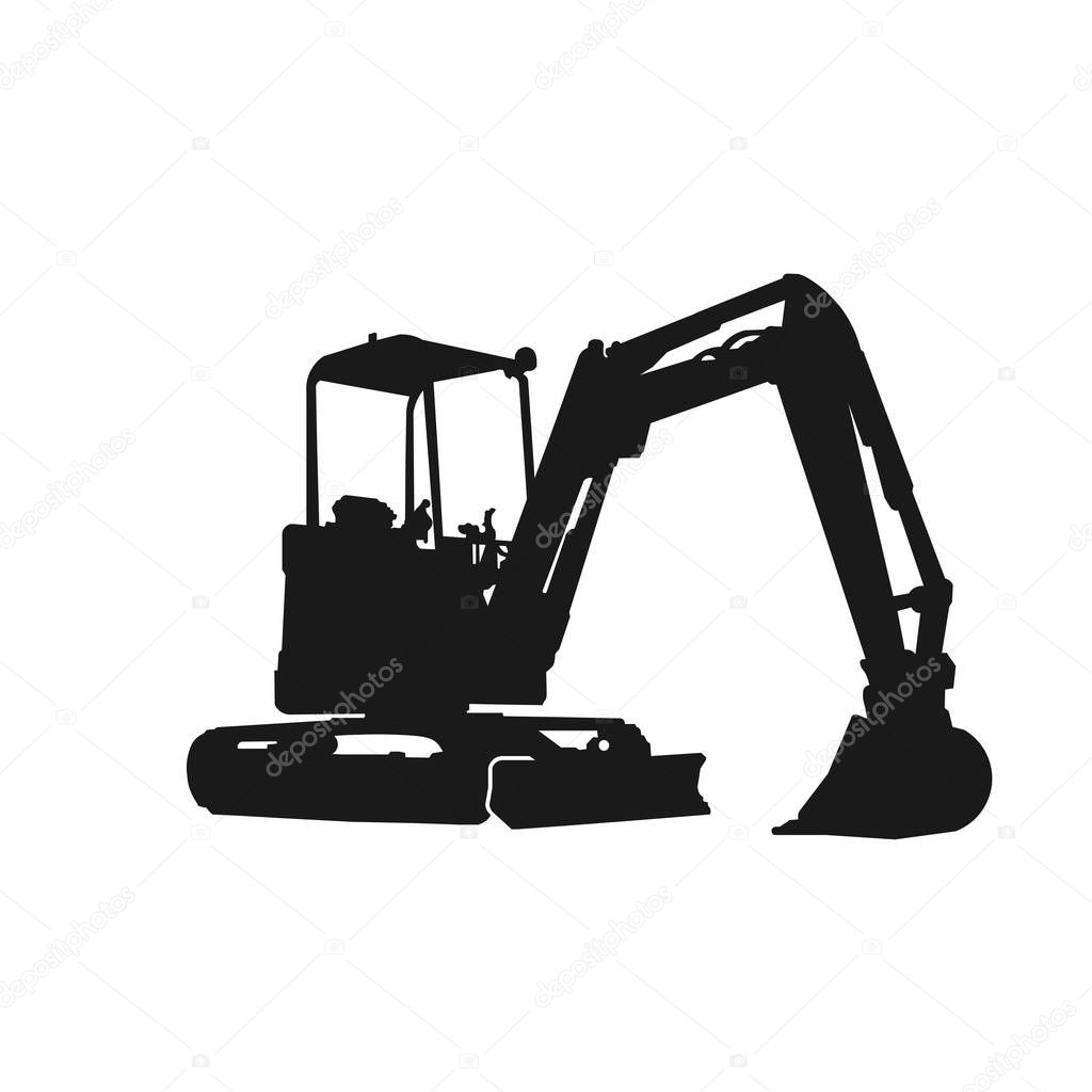 Simple Excavator Silhouette Design Vector Logo Illustration — Stock