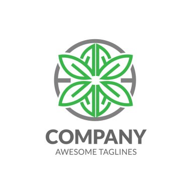 basit Yeşil yapraklar ve dünya hatları logo vektör şablonu, soyut Çevre dostu dünya daha iyi gelecek logosu için