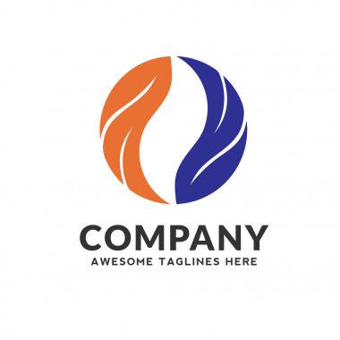 yaratıcı en iyi daire yeşil ve mavi renk yaprak ekoloji doğa elemanı vektör simgesi. yaprak logosu ve soyut organik yaprak logosu.