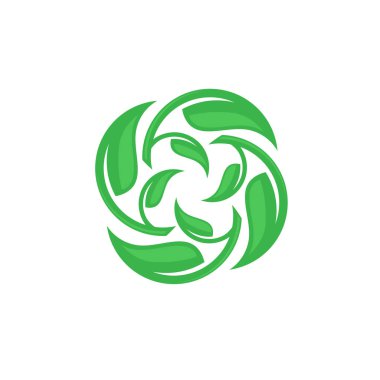 yaratıcı daire yeşil yaprak ekoloji doğa elemanı vektör logo tasarım şablonu