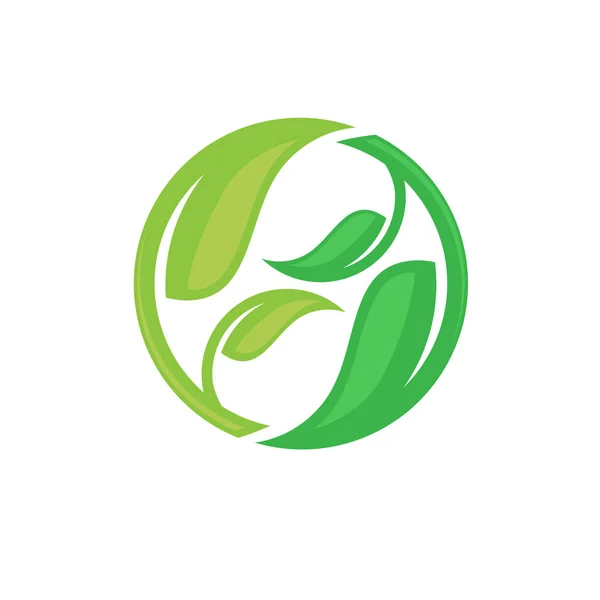 クリエイティブサークルグリーンリーフエコロジー自然要素ベクトルロゴデザインテンプレート — ストックベクタ