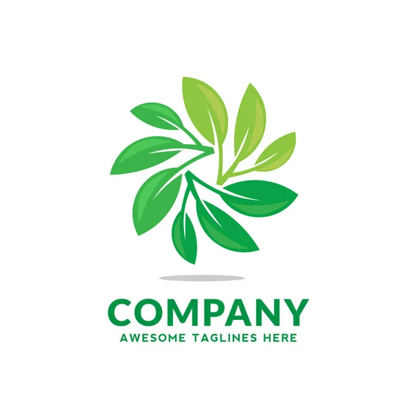 Yaratıcı Daire Yeşil Yaprak Ekoloji Doğa Elemanı Vektör Logo Tasarım — Stok Vektör