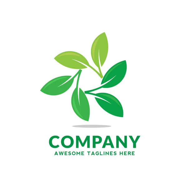 Yaratıcı Daire Yeşil Yaprak Ekoloji Doğa Elemanı Vektör Logo Tasarım — Stok Vektör