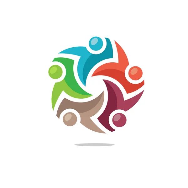Kleurrijke Gemeenschap Mensen Logo Symbolen Template Familiezorg Liefde Logo Teamwork — Stockvector