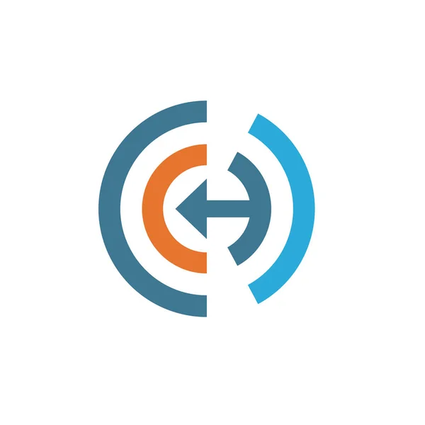 Half Circle Line Color Connect Arrow Logo Concept — Stock Vector