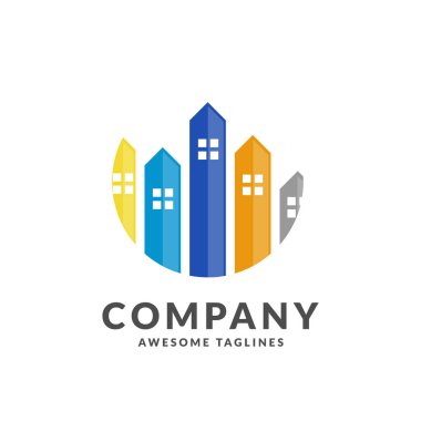 yaratıcı daire gayrimenkul bina logo şablonu İllüstrasyon Tasarım