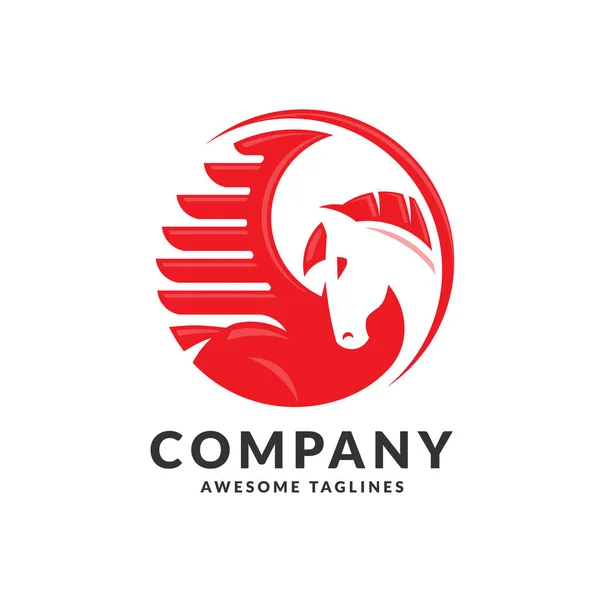Criativa Círculo Alado Pegasus Logotipo Vetor Ilustração Estilizado Pegasus Silhueta —  Vetores de Stock