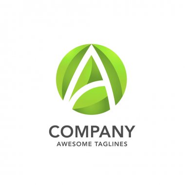 Daire gizli bir harf kavramı yaprak vektör yaprak yaratıcı yeşil bir logo
