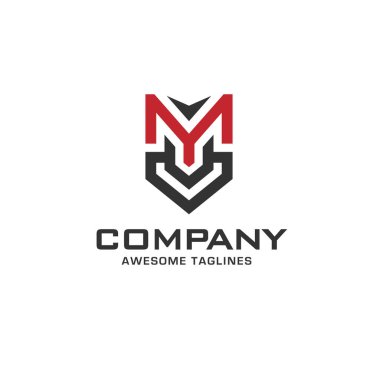 yaratıcı ilk mektup m kalkan soyut geometrik stil logosu