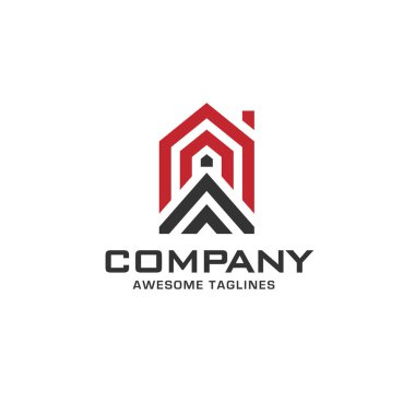 yaratıcı basit hat ev geometrik Logo vektör, Premium bina vektör illüstrasyon logo tasarım
