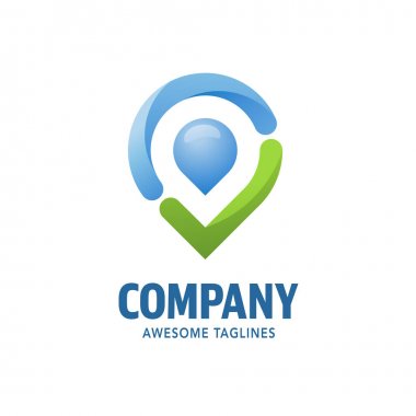 kontrol noktası logo kavramı, konum pin kontrol işareti vektör illüstrasyon