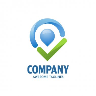 kontrol noktası logo kavramı, konum pin kontrol işareti vektör illüstrasyon