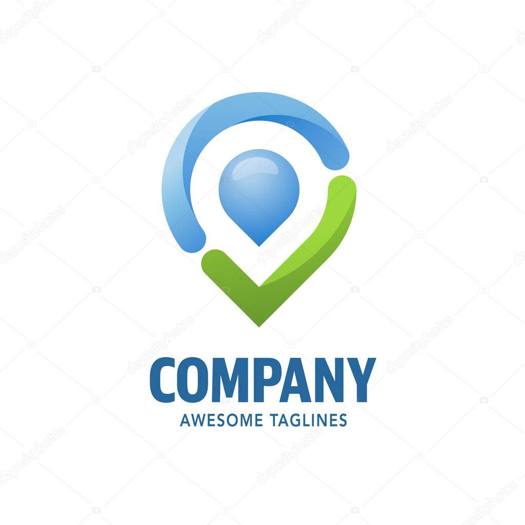 Check point logo concept, location pin with check mark vector illustration