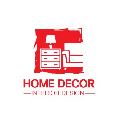 Mobilya logosu şirket için yaratıcı basit kanepe ve lamba 