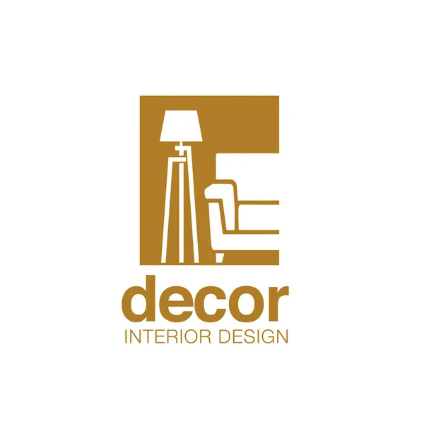 Kreatif Sederhana Sofa Dan Lampu Untuk Furniture Logo Perusahaan - Stok Vektor
