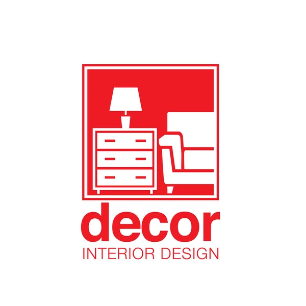 家具のロゴ会社のための創造的なシンプルなソファとランプ — ストックベクタ