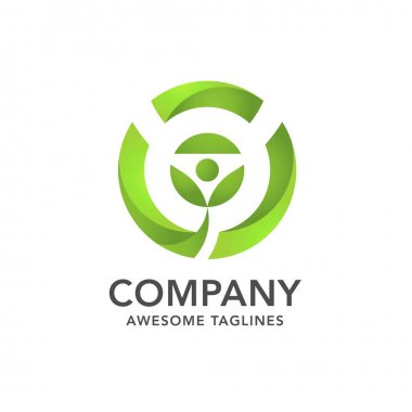 yeşil daire Logo vektör yaprak