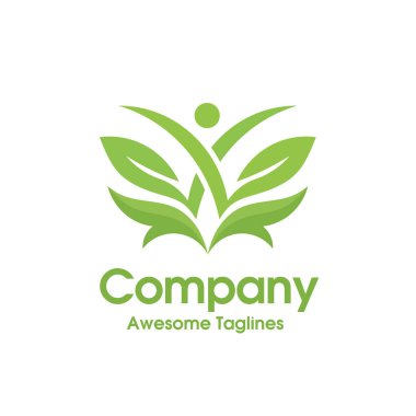 soyut insan ve yeşil yaprak logo vektör ile yaratıcı sağlık logosu 