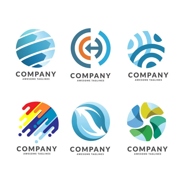 creative circle technology and network logo set concept