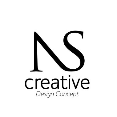 yaratıcı ilk bağlı harfler ns logo monogram tarzı