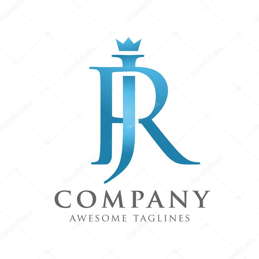 creative initial connected letters jr or rj logo monogram style