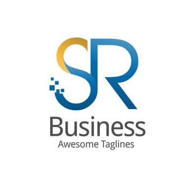 yaratıcı modern ilk bağlı harfler sr logosu renkli vektör