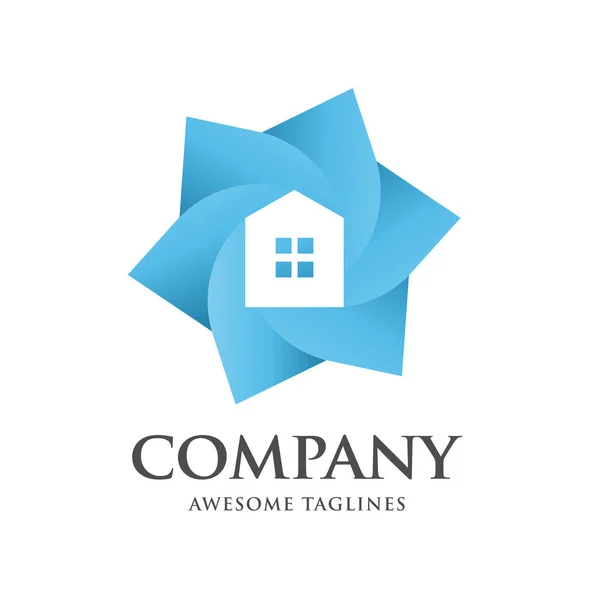 Creative Color House Hexagon Logo Design Mall Isolerad Vit Bakgrund — Stock vektor