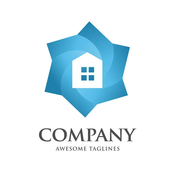 Casa Cor Criativa Hexágono Logotipo Design Modelo Isolado Fundo Branco —  Vetores de Stock